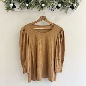 Velvet Mustard Yellow 100% Cotton Lightweight Casual Long Sleeve Blouse Size L